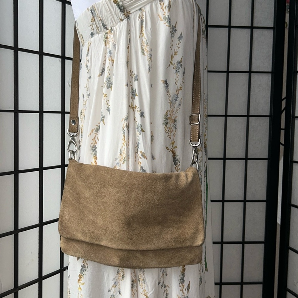 Garner Hill Vintage Suede Leather Shoulder Bag Purse Handbag